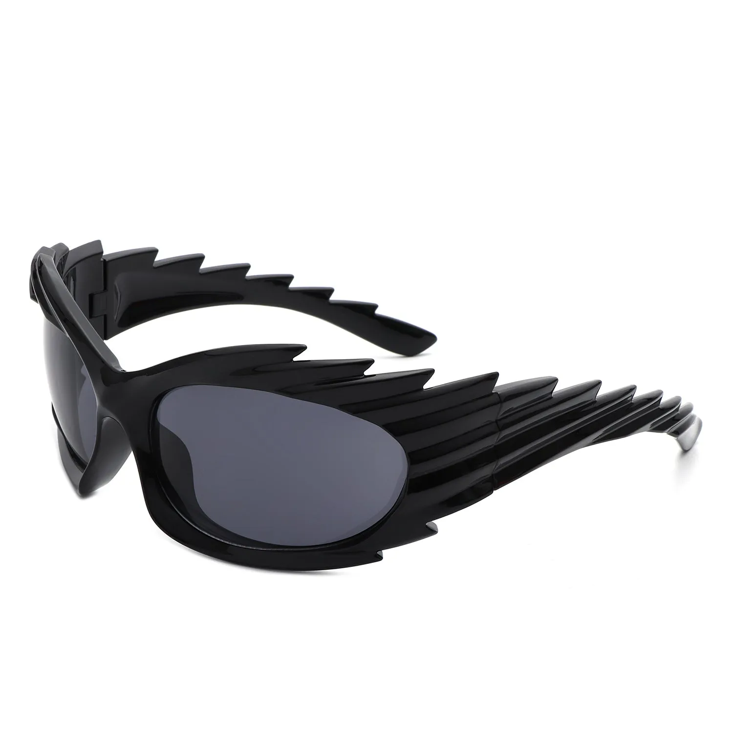 Nightgle - Rectangle Wrap Around Oval Spike Sport Sunglasses