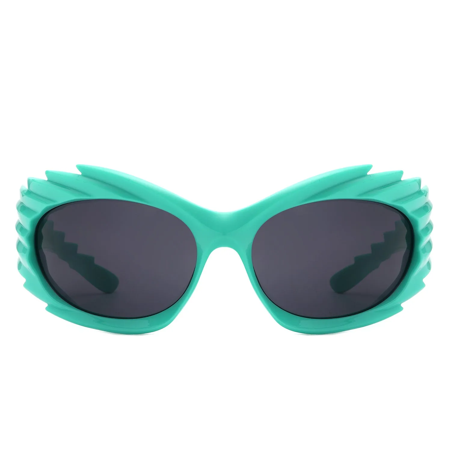 Nightgle - Rectangle Wrap Around Oval Spike Sport Sunglasses