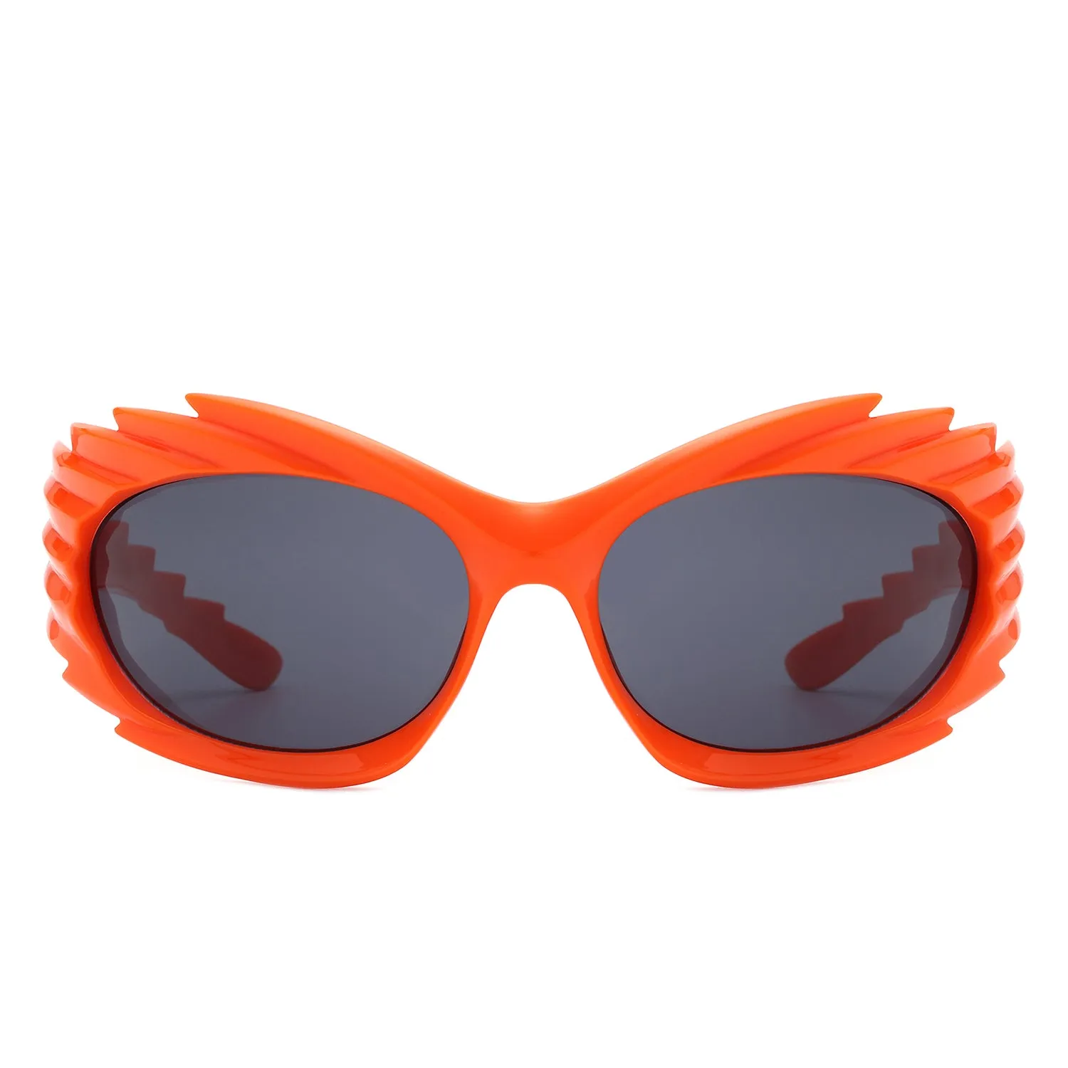 Nightgle - Rectangle Wrap Around Oval Spike Sport Sunglasses