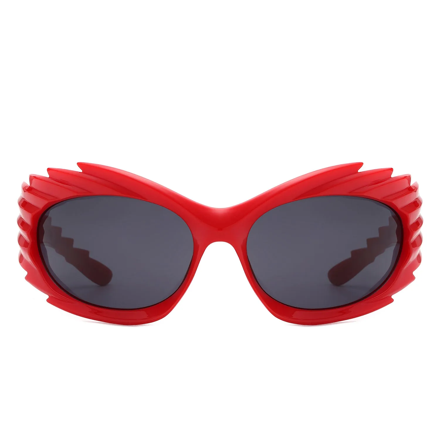 Nightgle - Rectangle Wrap Around Oval Spike Sport Sunglasses