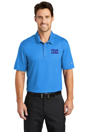 Nike Dri-FIT Embossed Tri-Blade Custom Polos, Brisk Blue