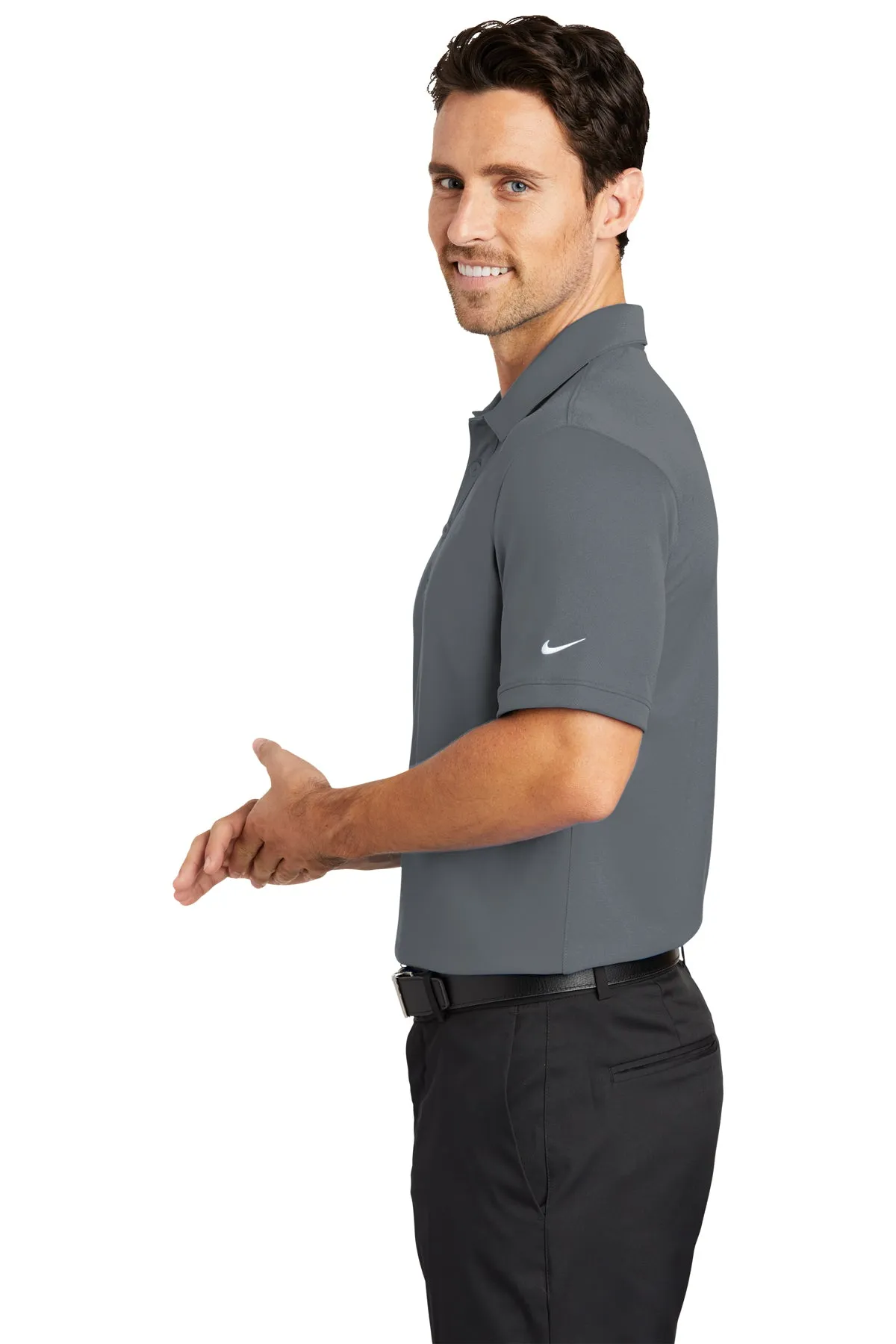 Nike Dri-FIT Icon Pique Modern Fit Custom Polos, Dark Grey