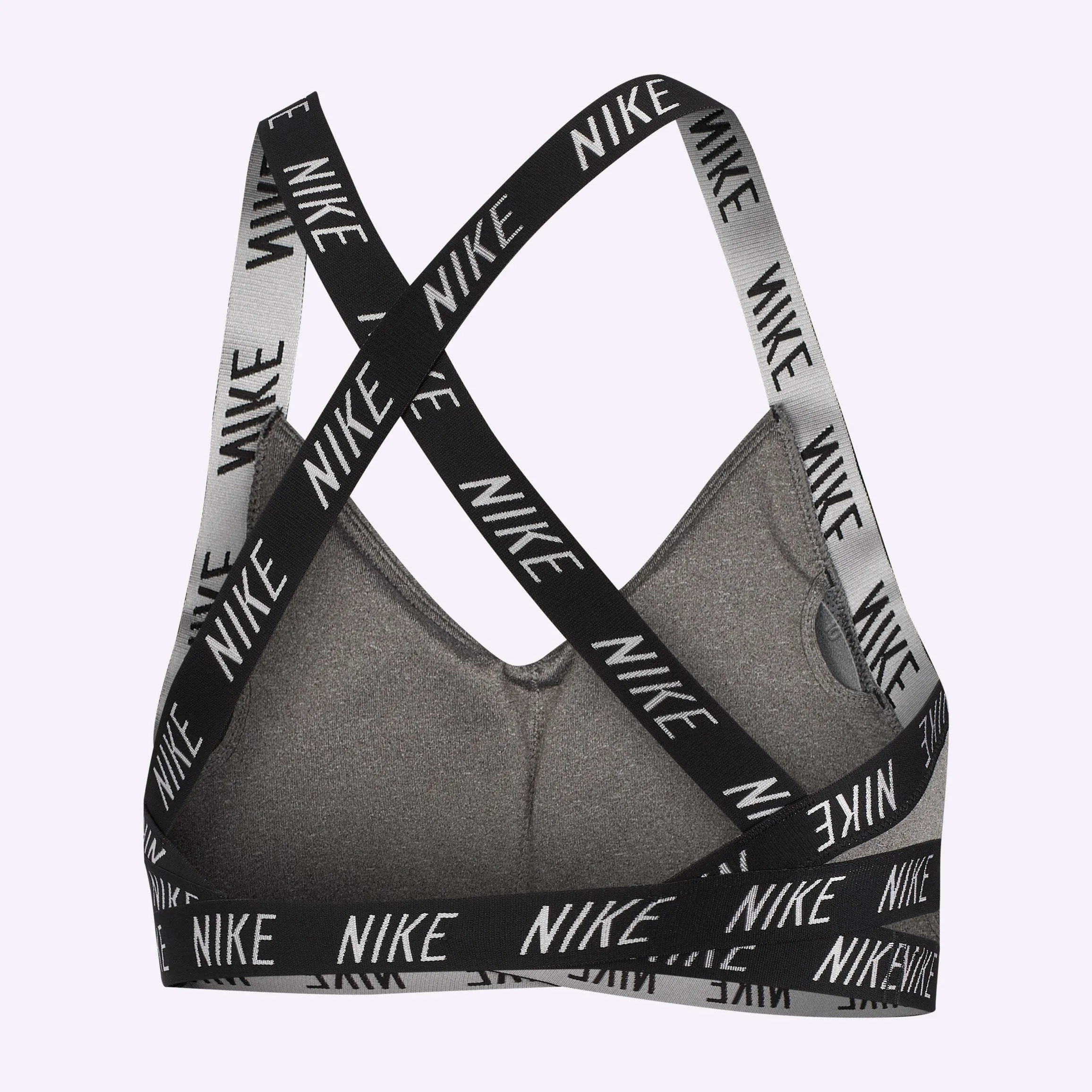 Nike Indy - Women's Light Support Logo Sports Bra - Carbon Heather/Black/White/Black