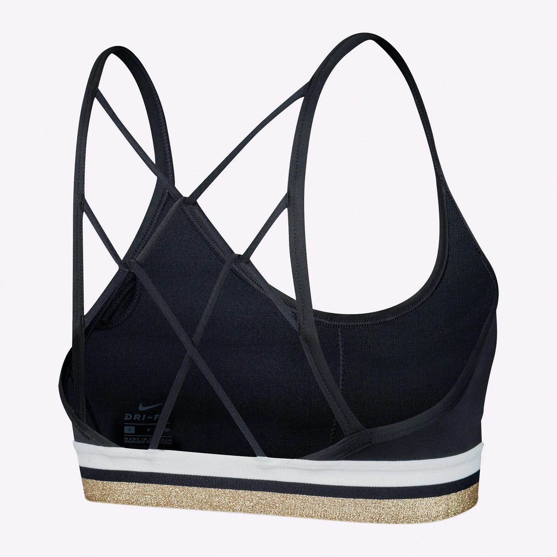 Nike Indy Women's Light-Support Sports Bra - BLACK/WHITE/METALLIC GOLD/WHITE