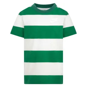 NIKE KID'S GREEN/WHITE STRIPED TEE