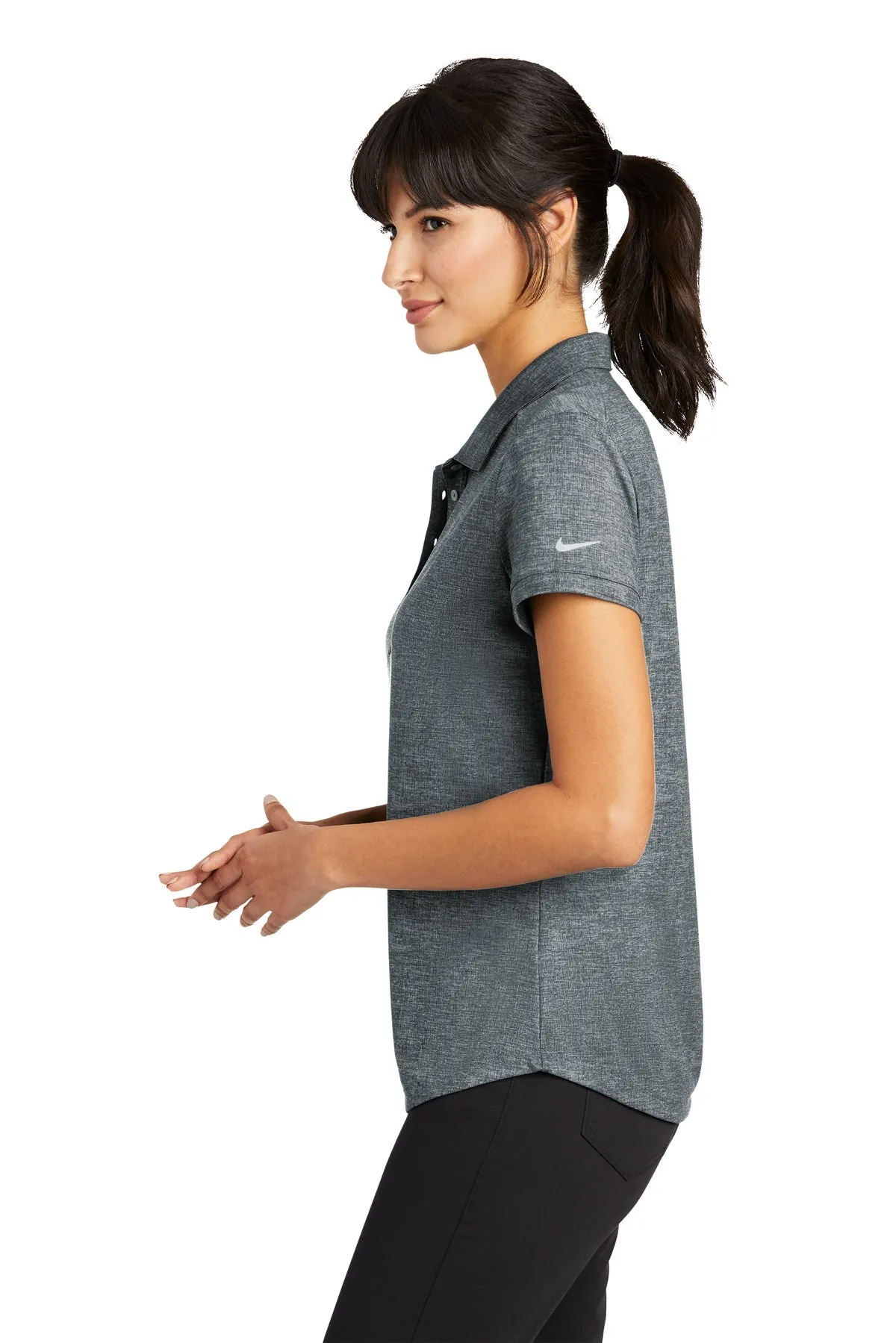 Nike Ladies Dri-FIT Crosshatch Customized Polos, Cool Grey/ Anthracite