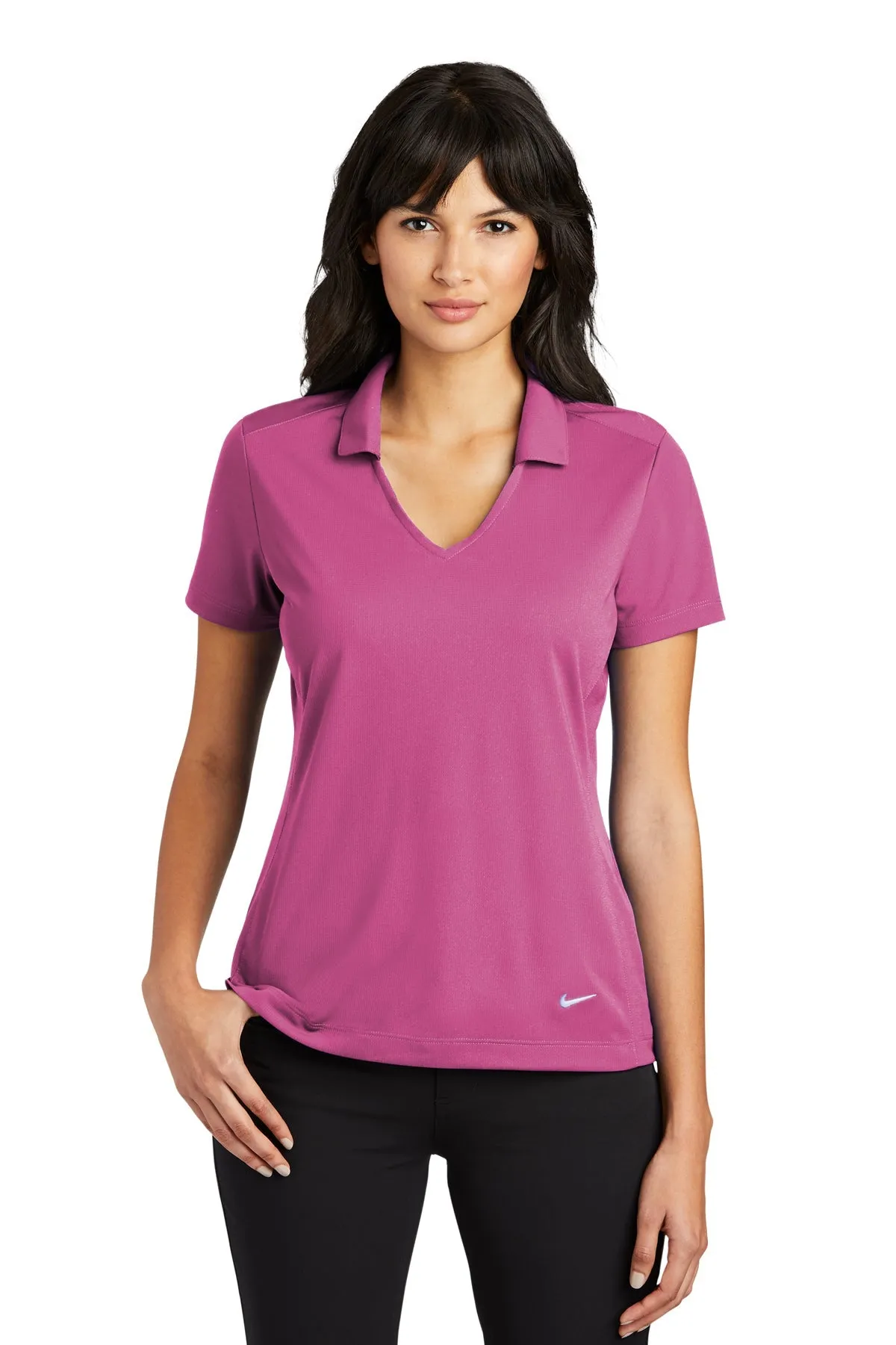 Nike Ladies Dri-FIT Vertical Mesh Customized Polos, Pink Fire