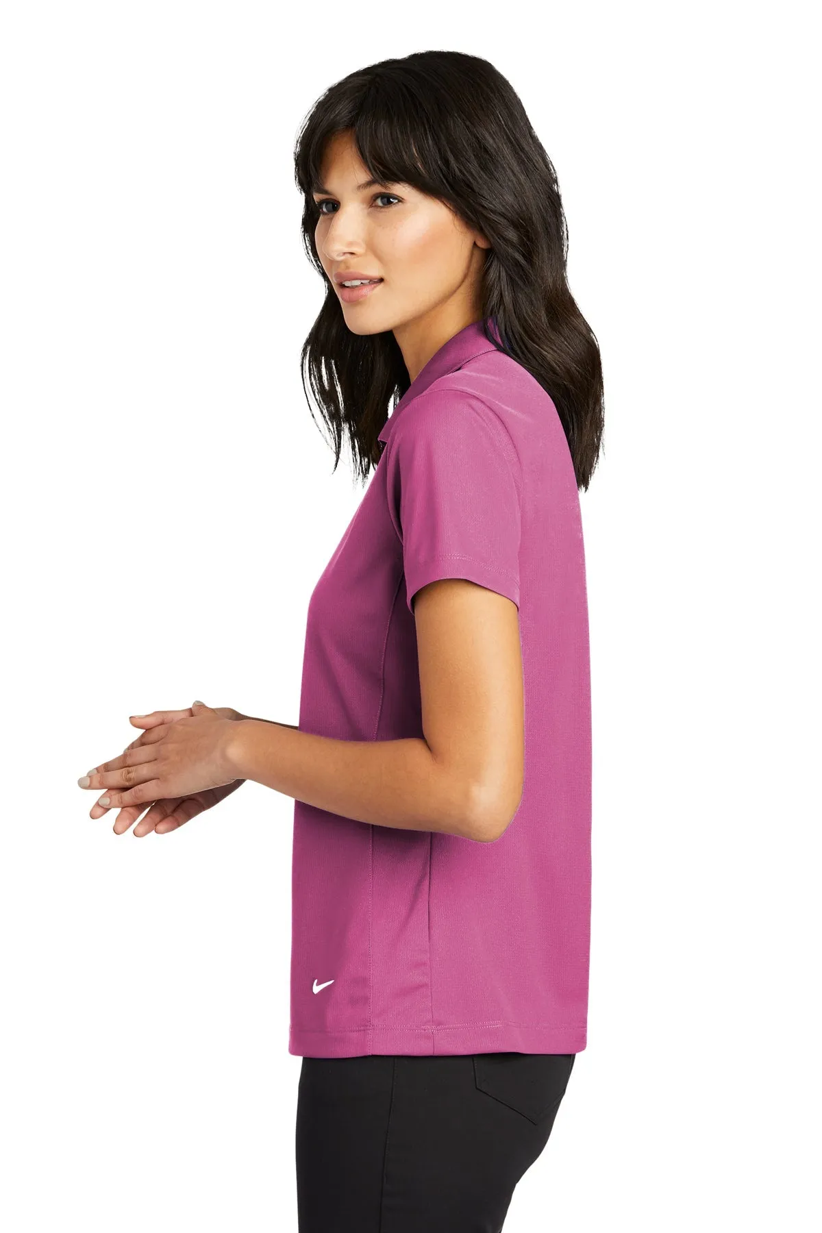 Nike Ladies Dri-FIT Vertical Mesh Customized Polos, Pink Fire