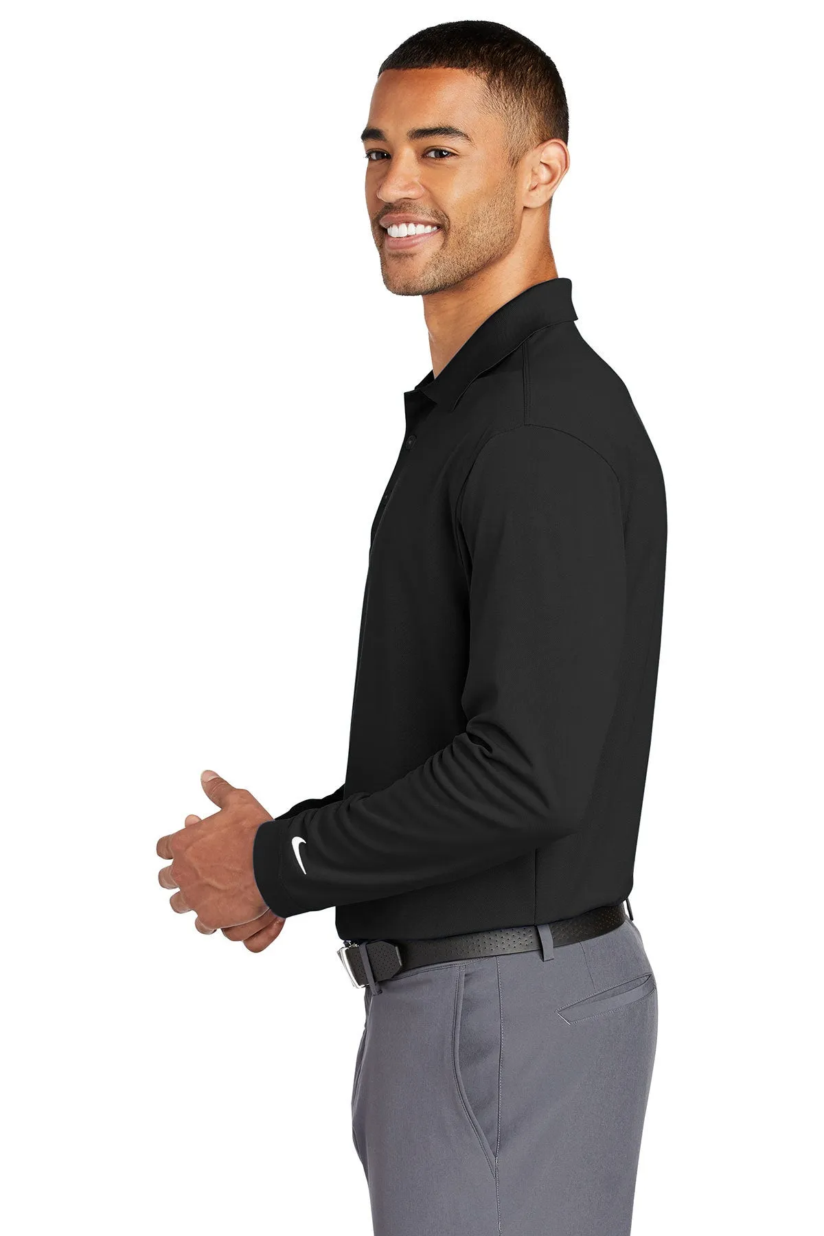 Nike Long Sleeve DriFIT Stretch Tech Custom Polos, Black