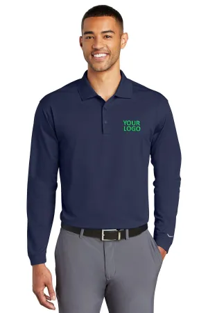 Nike Long Sleeve DriFIT Stretch Tech Custom Polos, Midnight Navy