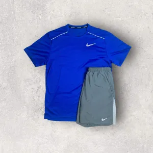 NIKE MILER 1.0 ROYAL BLUE T-SHIRT / GREY SHORT