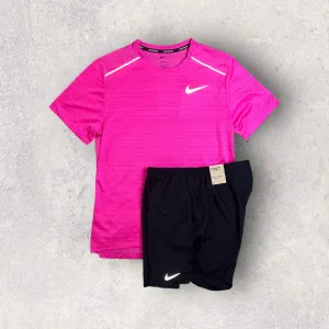 NIKE MILER 1.0 / SHORT SET - HOT PINK/BLACK