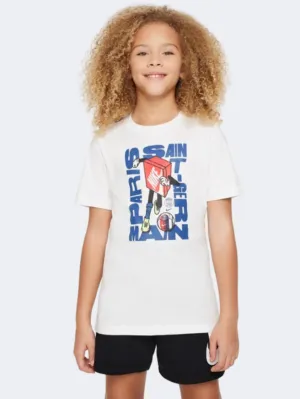 Nike Psg Boxy Character Boys Football T-Shirt White/Blue/Red