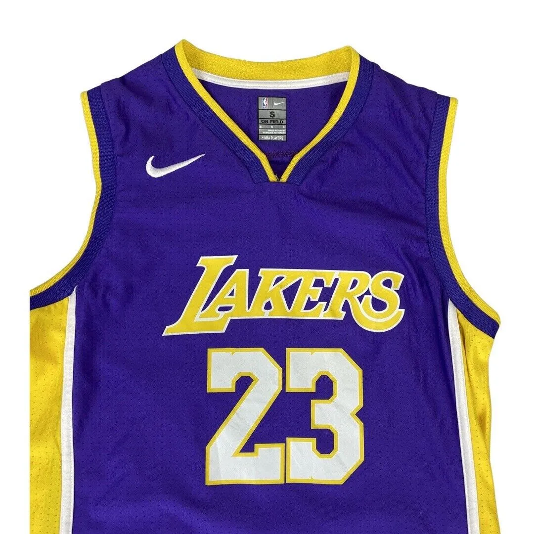 Nike Purple, Yellow and White Los Angeles Lakers NBA Lebron James #23 Medium