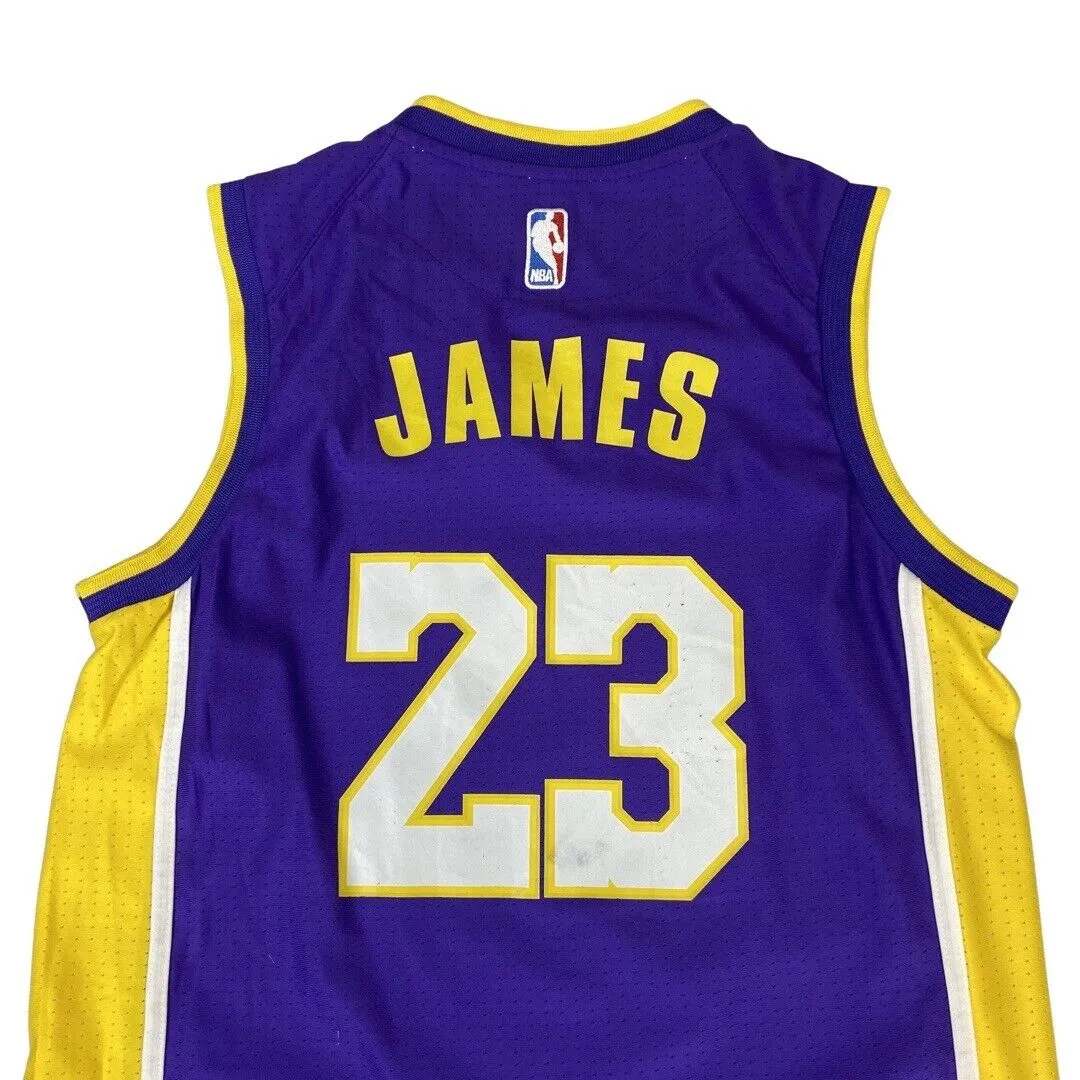 Nike Purple, Yellow and White Los Angeles Lakers NBA Lebron James #23 Medium