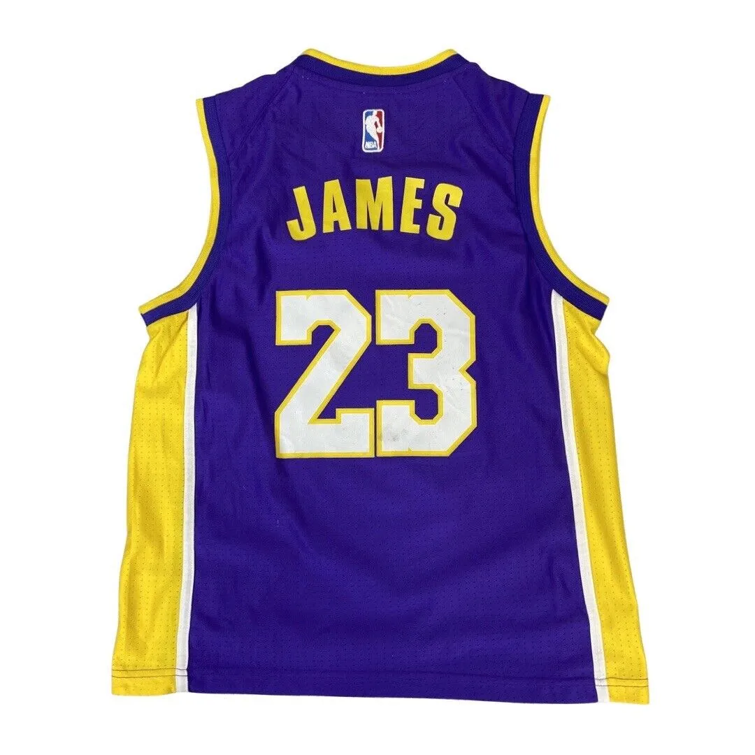 Nike Purple, Yellow and White Los Angeles Lakers NBA Lebron James #23 Medium