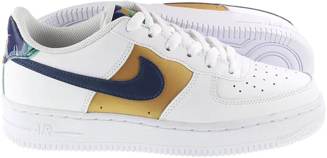 Nike Shoes Juniors Air Force 1 White Blue Void Metallic Gold