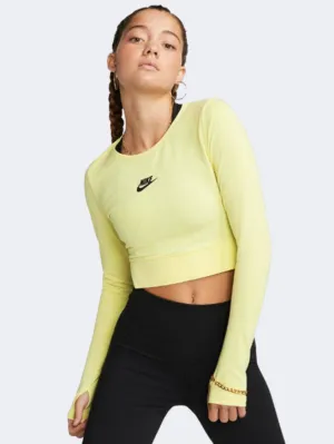 Nike Sportswear Sleeve Crop Women Lifestyle Long Sleeve Yellow