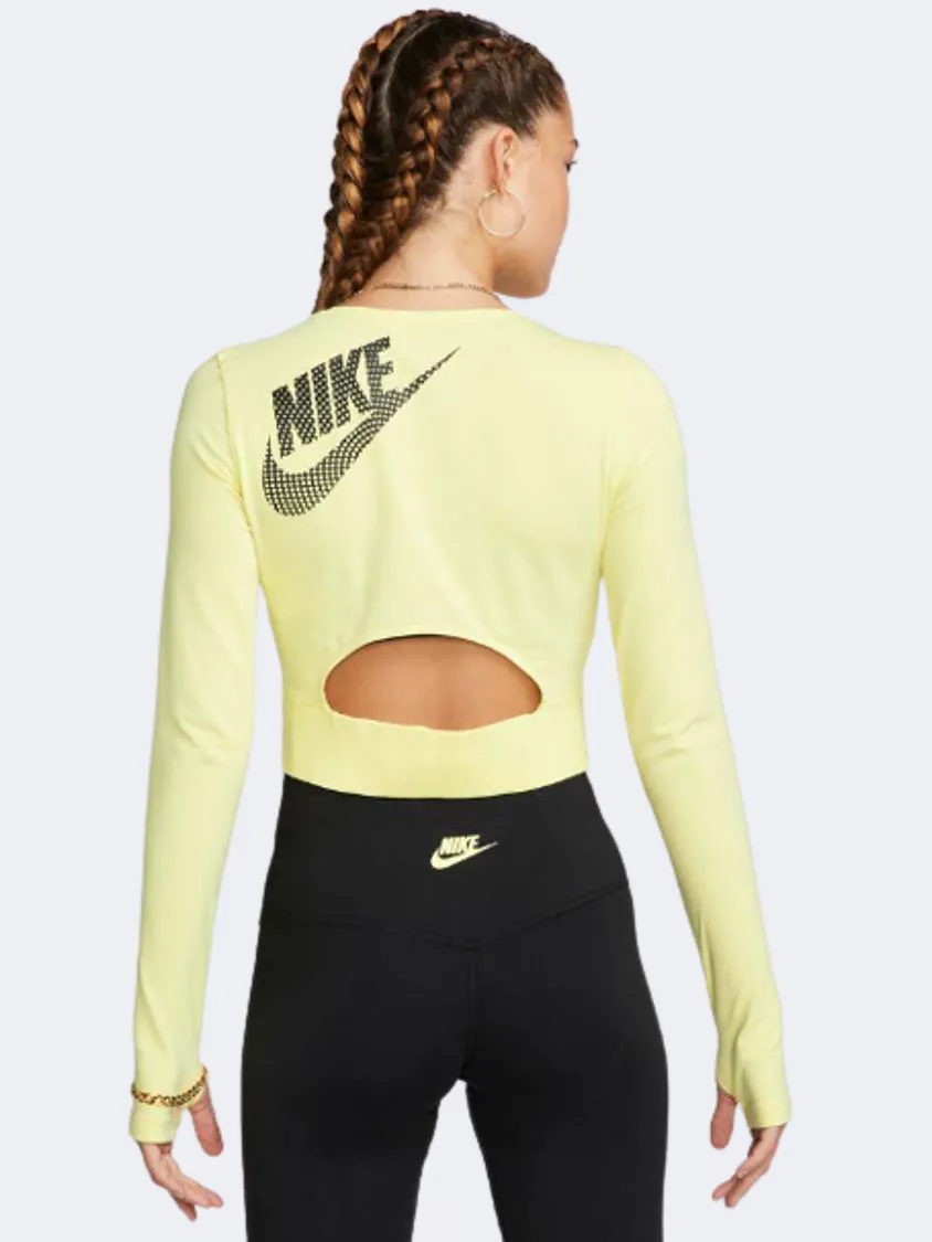 Nike Sportswear Sleeve Crop Women Lifestyle Long Sleeve Yellow