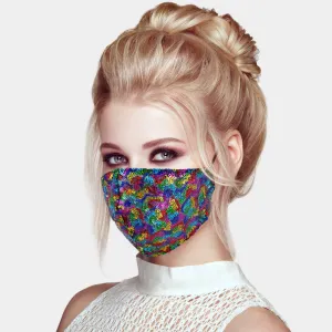 Niki Rainbow Sequin Embellished Fashion Mask