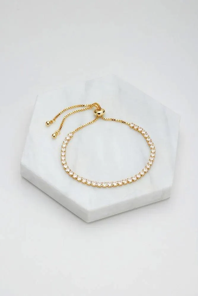 Nikki Tennis Bracelet | Gold