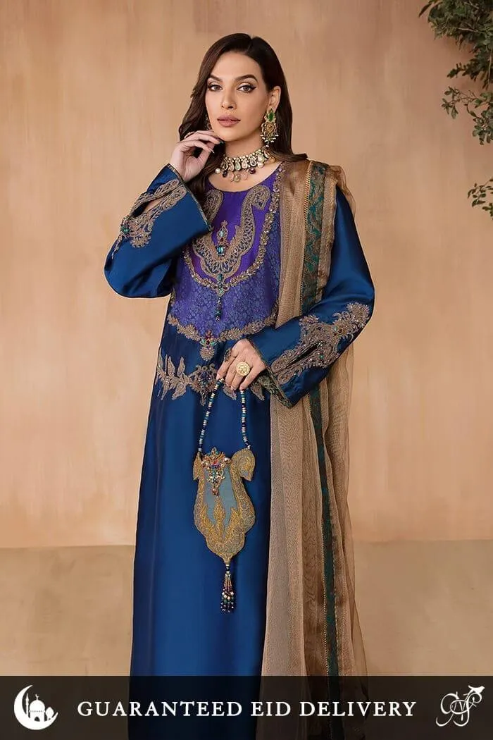 Nilofer Shahid - sapphire daze - Silk Embroidered - 3 Piece