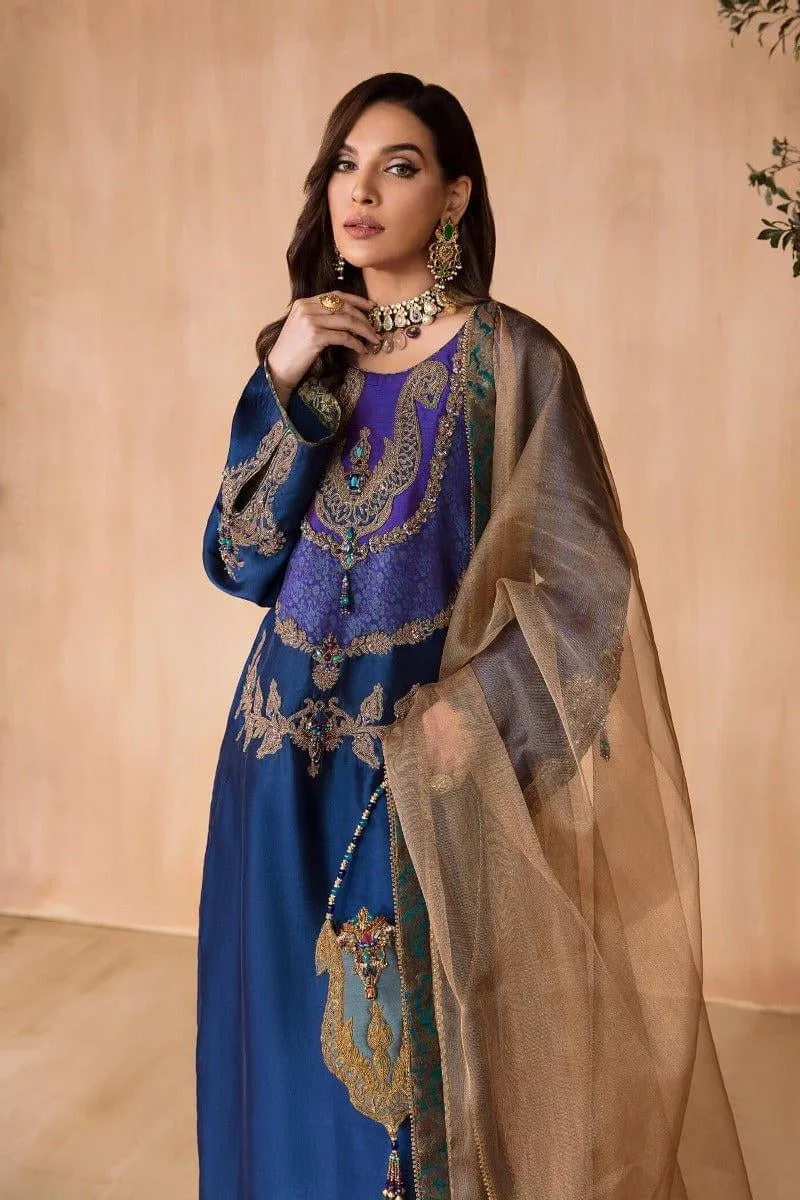 Nilofer Shahid - sapphire daze - Silk Embroidered - 3 Piece