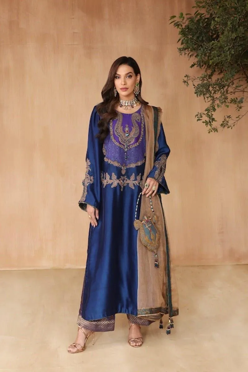 Nilofer Shahid - sapphire daze - Silk Embroidered - 3 Piece