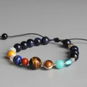 Nine Planet Guardian Star Natural Stone Bead Bracelet