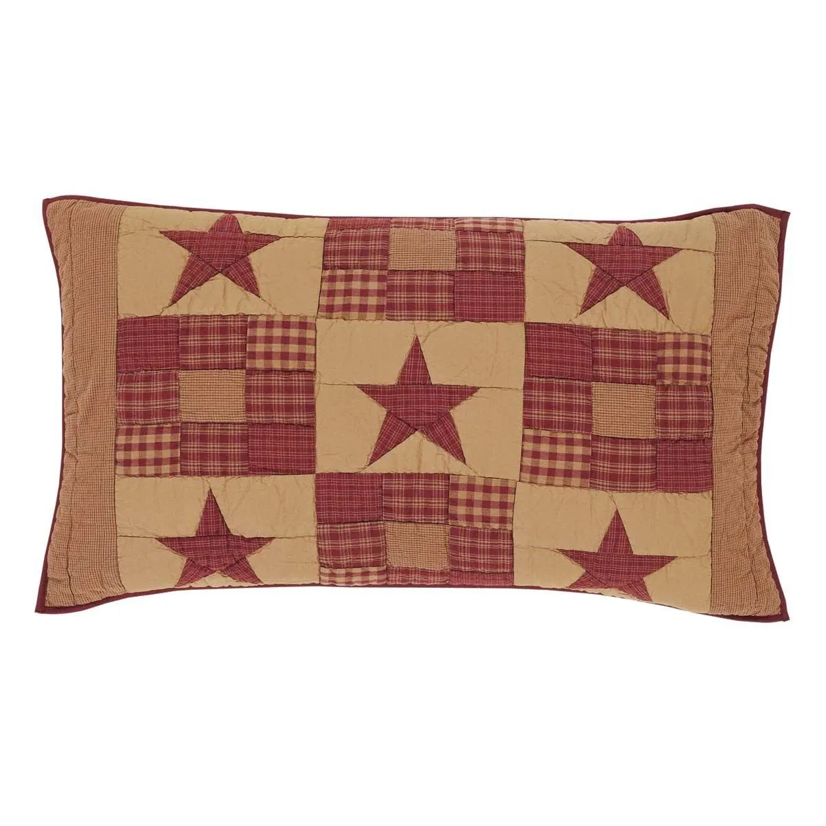 Ninepatch Star Quilted King Sham 21x37"