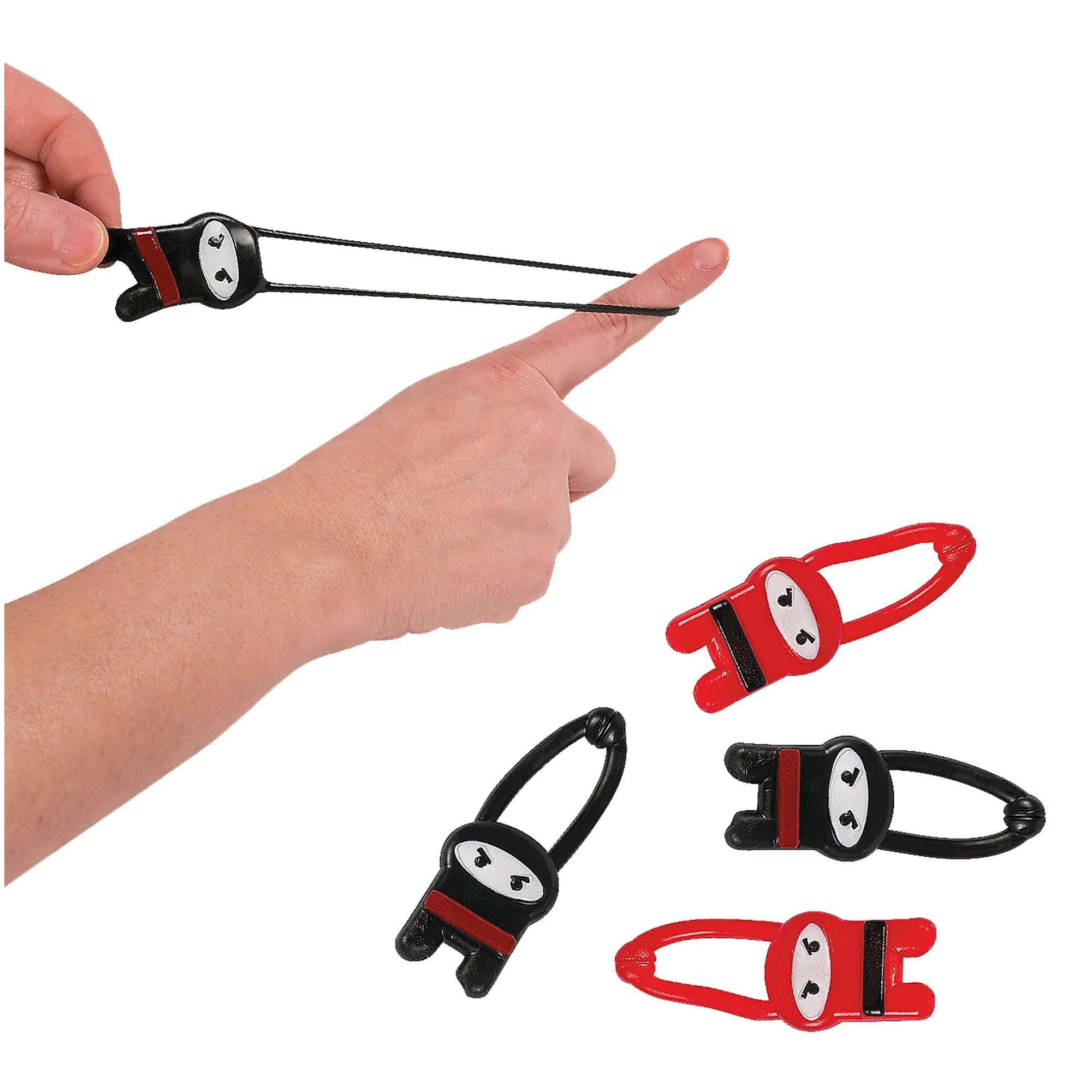 Ninja Party Favors - Red and Black Ninja Slap Bracelets and Stretchy Flying Ninjas for 24 Guests