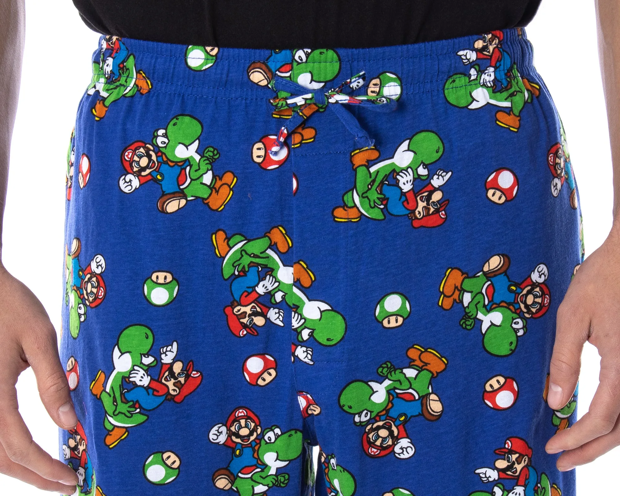 Nintendo Men's Mario and Yoshi Power Up Soft Touch Cotton Pajama Pants