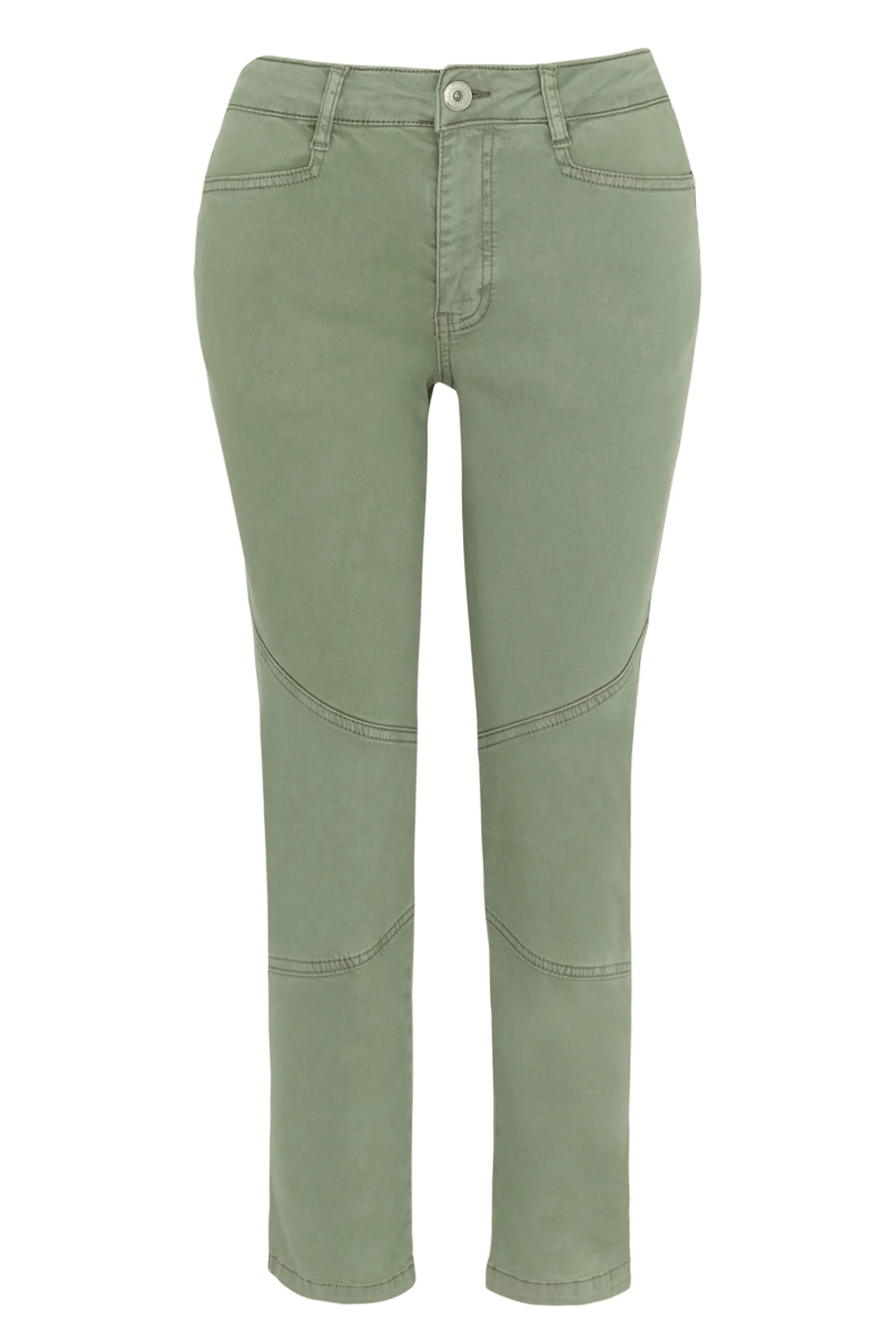 NIRVANA ELEGANCE KHAKI CROP PANT WITH SEAMS