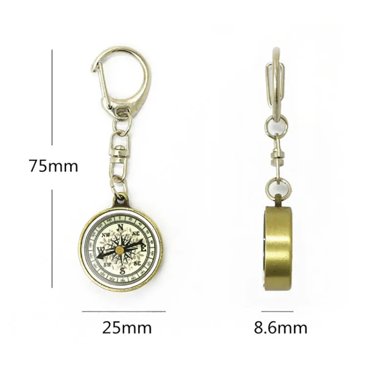 Nisa C25X Vintage Zinc Alloy Metal Compass with Keychain