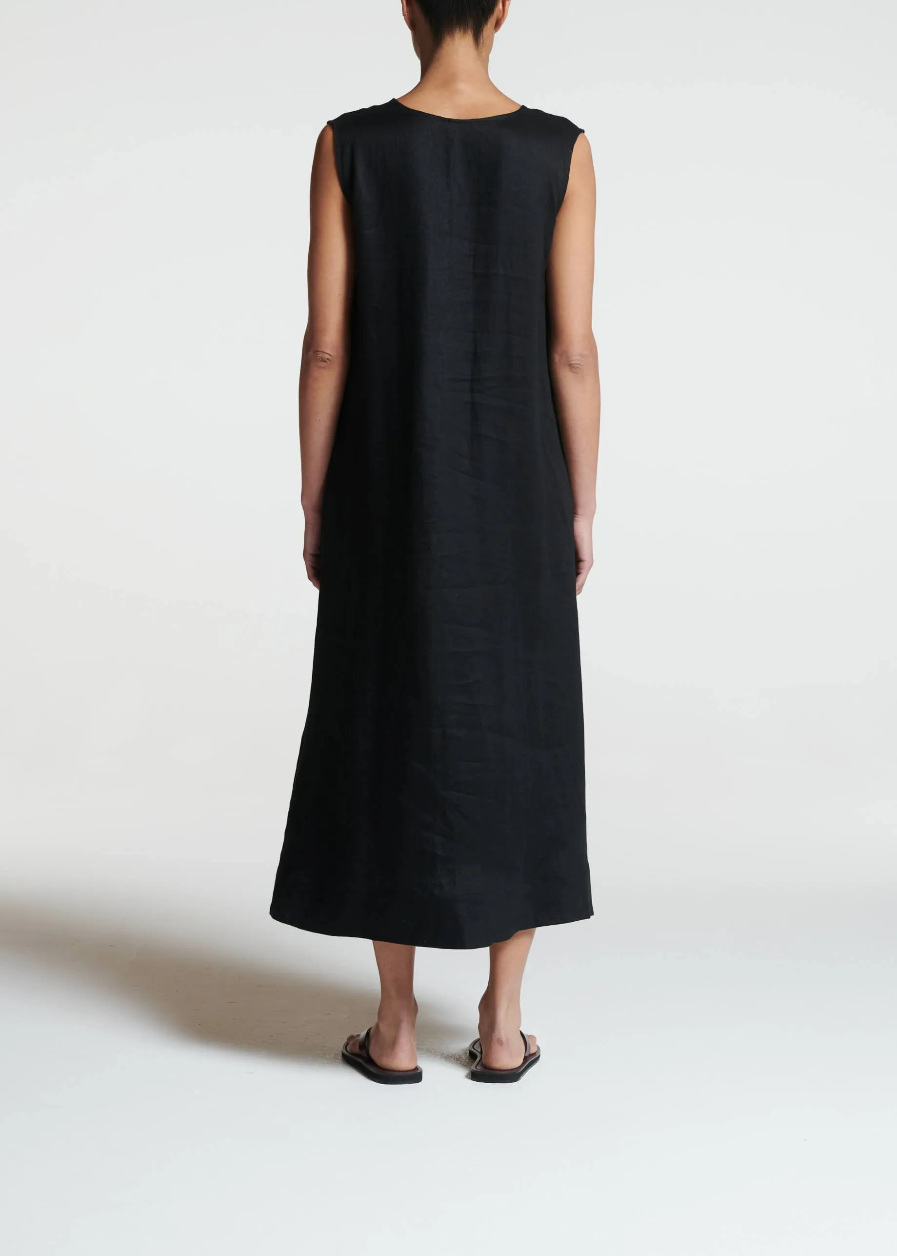 Nisha Black Heavy Linen Dress