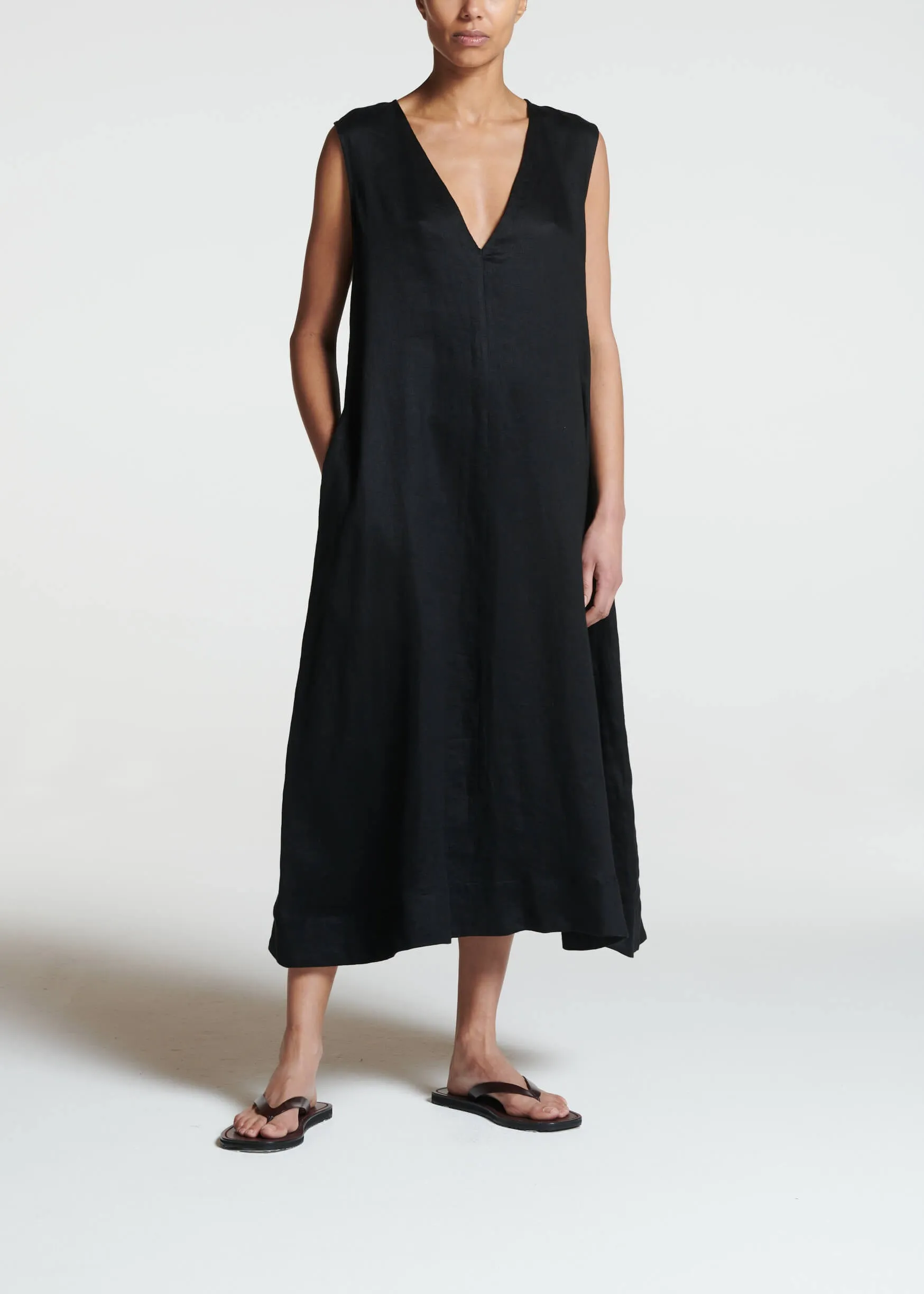 Nisha Black Heavy Linen Dress