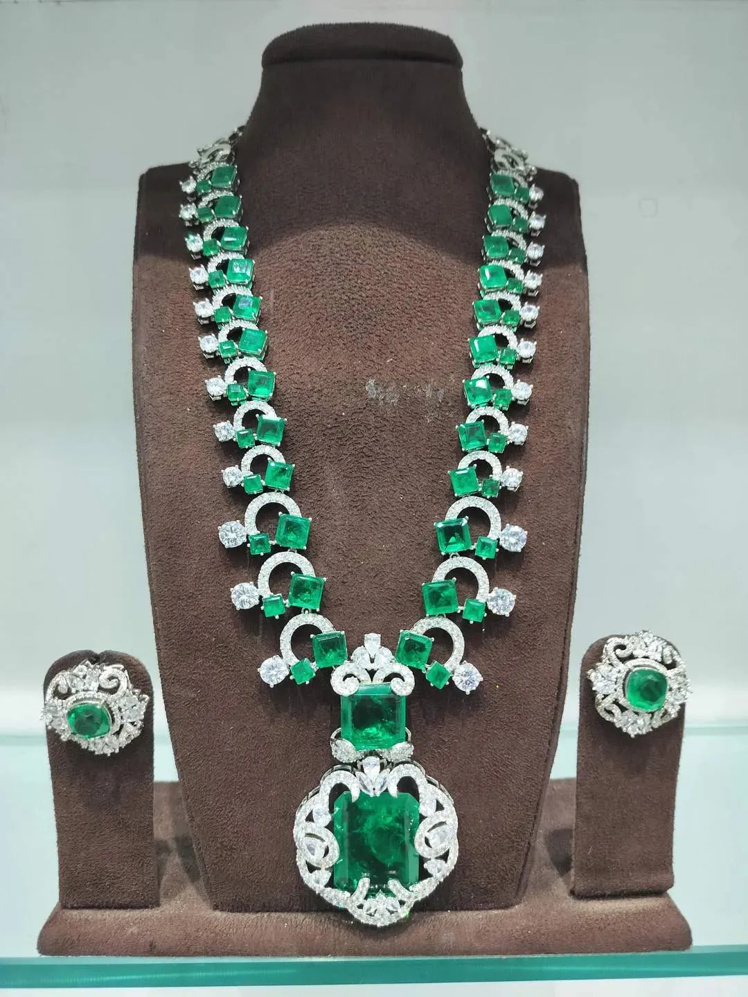 Nita Ambani Inspired Double Stone Emerald Necklace