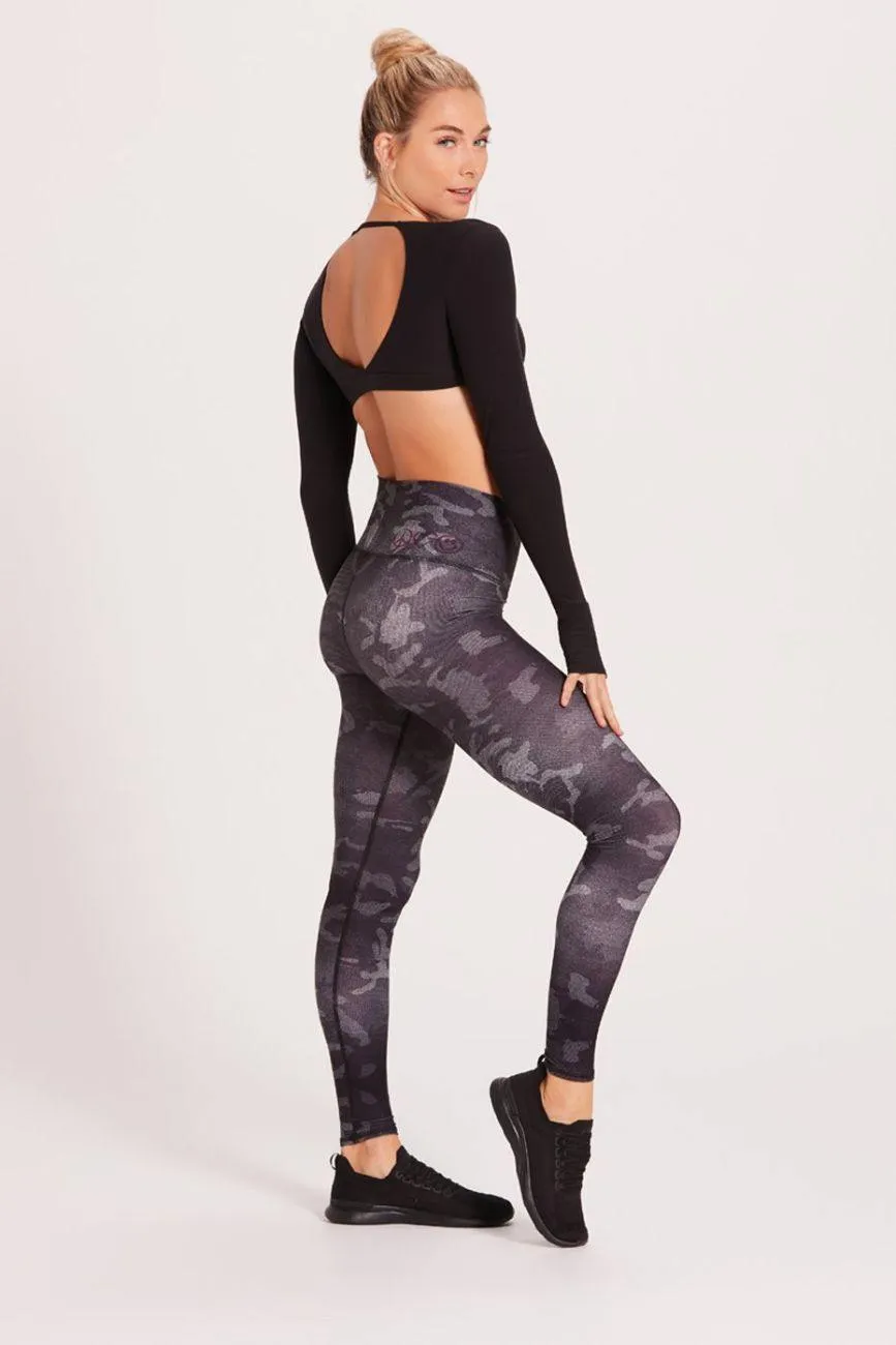 Niyama Sol Midnight Camo Barefoot Legging - Black