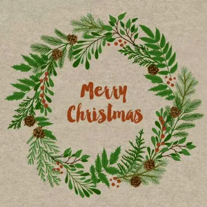 N.J Products 33cm Berry Wreath Christmas Napkin (Pack of 25)