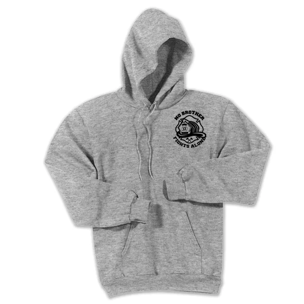 No Brother Fights Alone Hoodie - Athletic Grey with Black (Made to Order)