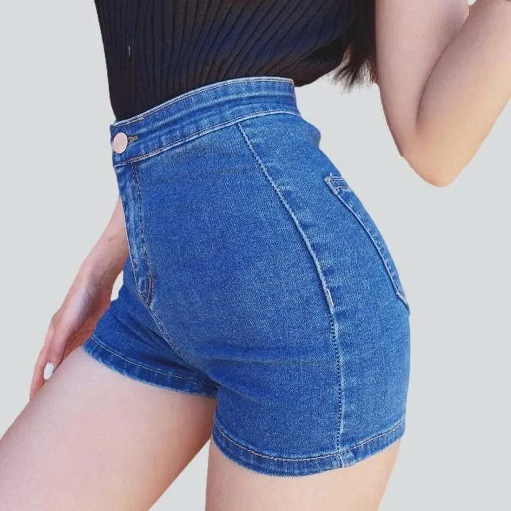 No front pocket denim shorts