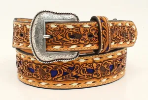 Nocona Western Blue Floral - Mens Belt