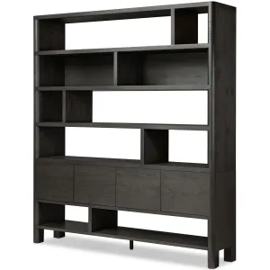 Noeline Wide Bookcase, Smoked Black