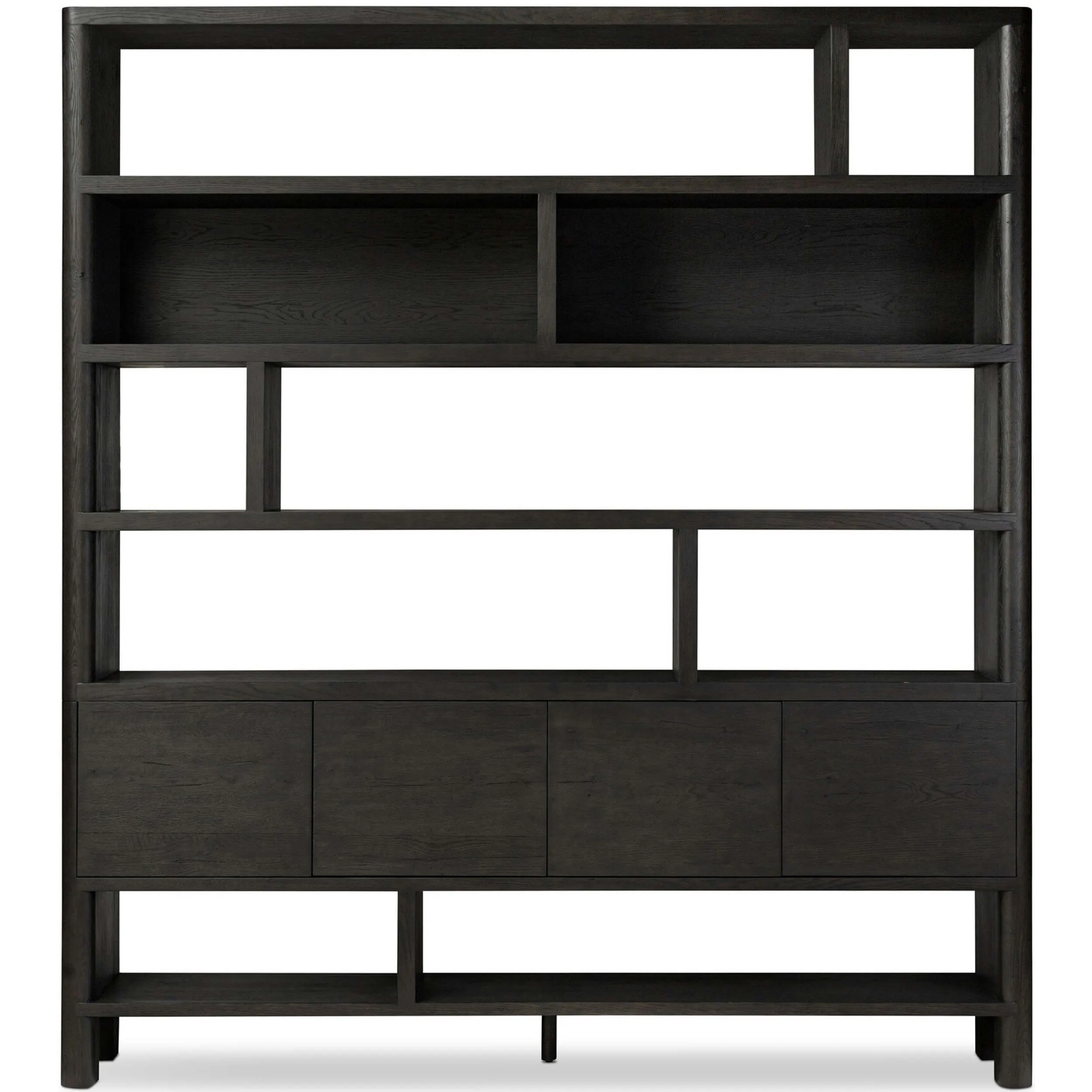 Noeline Wide Bookcase, Smoked Black