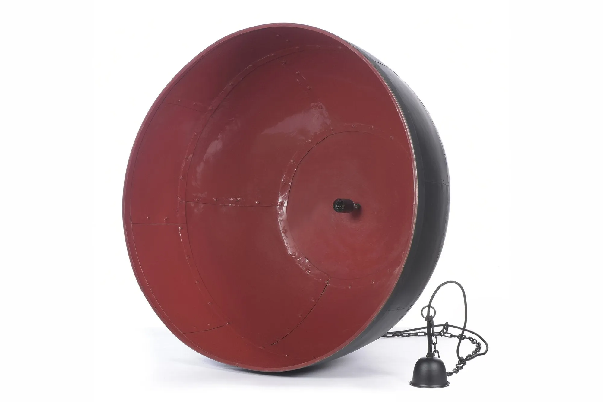 Noir Large - Black With Red Interior - Extra Large Iron Dome Pendant Light