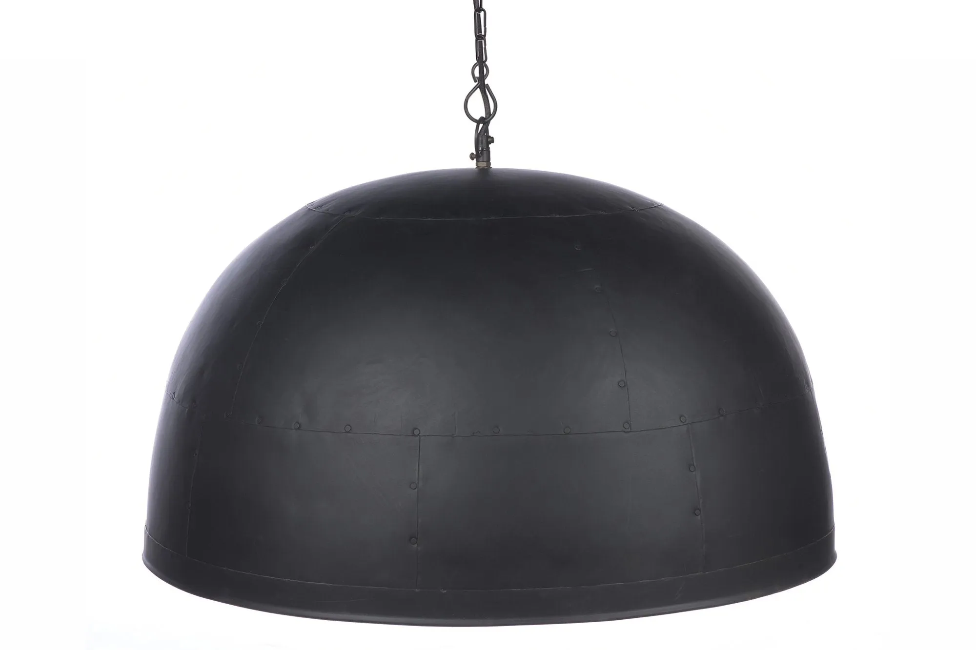 Noir Large - Black With Red Interior - Extra Large Iron Dome Pendant Light