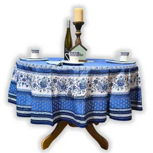 Noëmie Acrylic Coated Wipeable Spill Resistant French Tablecloth, Blue Snow