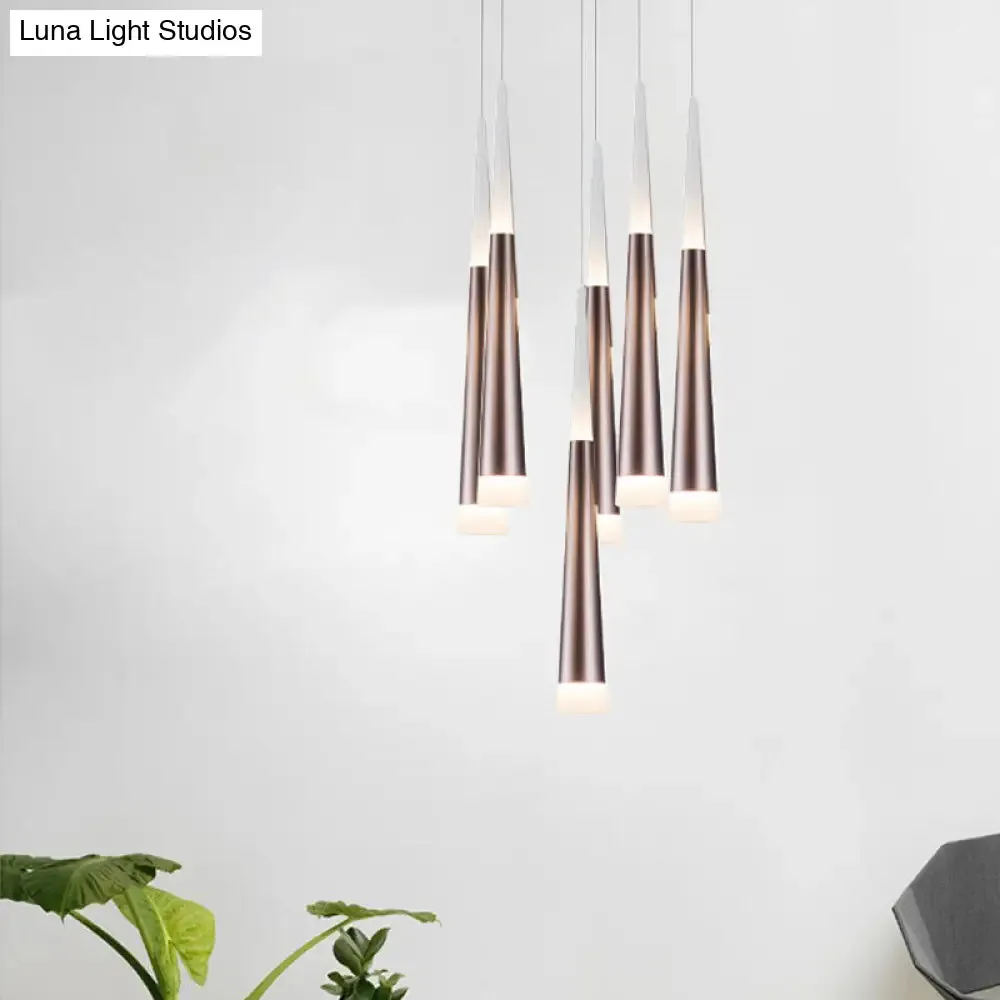 NoÃ©mie - Hanging 1/5/6 Lights Bar Hanging Pendant Light Tapered Simple Metal Silver/Brown Pendant Lamp in Warm/White/Neutral