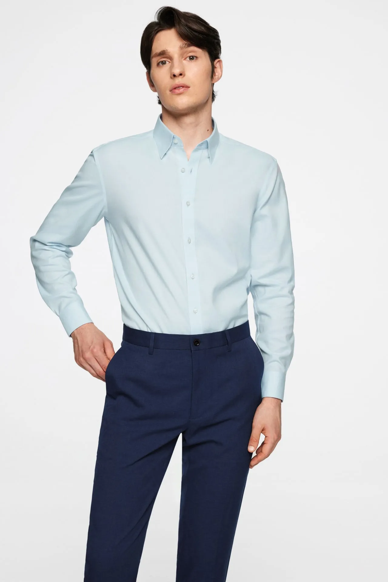 Non-Iron Cotton Spandex Oxford Dress Shirt