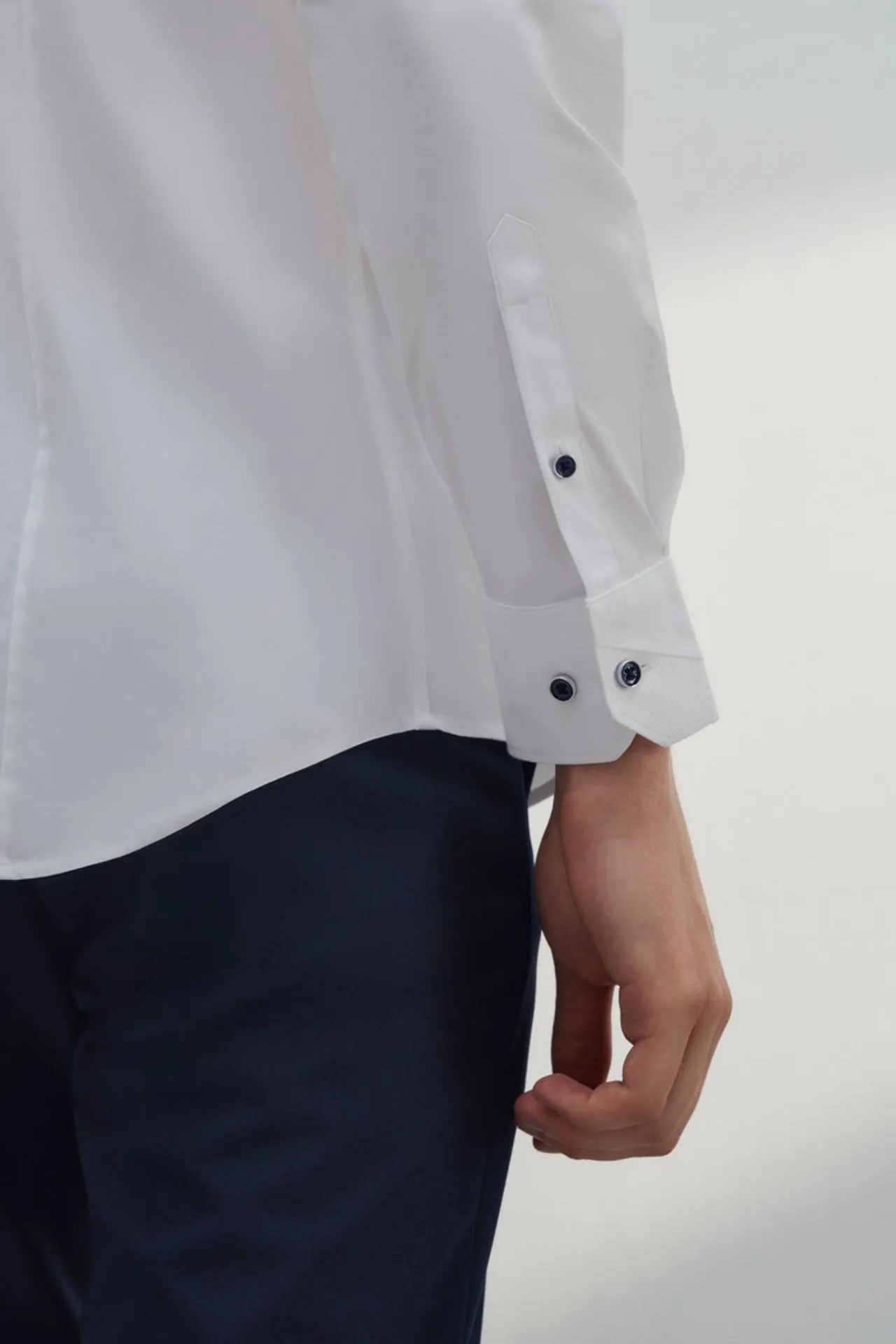 Non-Iron Easy Care Smart Fit Poplin Shirt Design Detail Collar